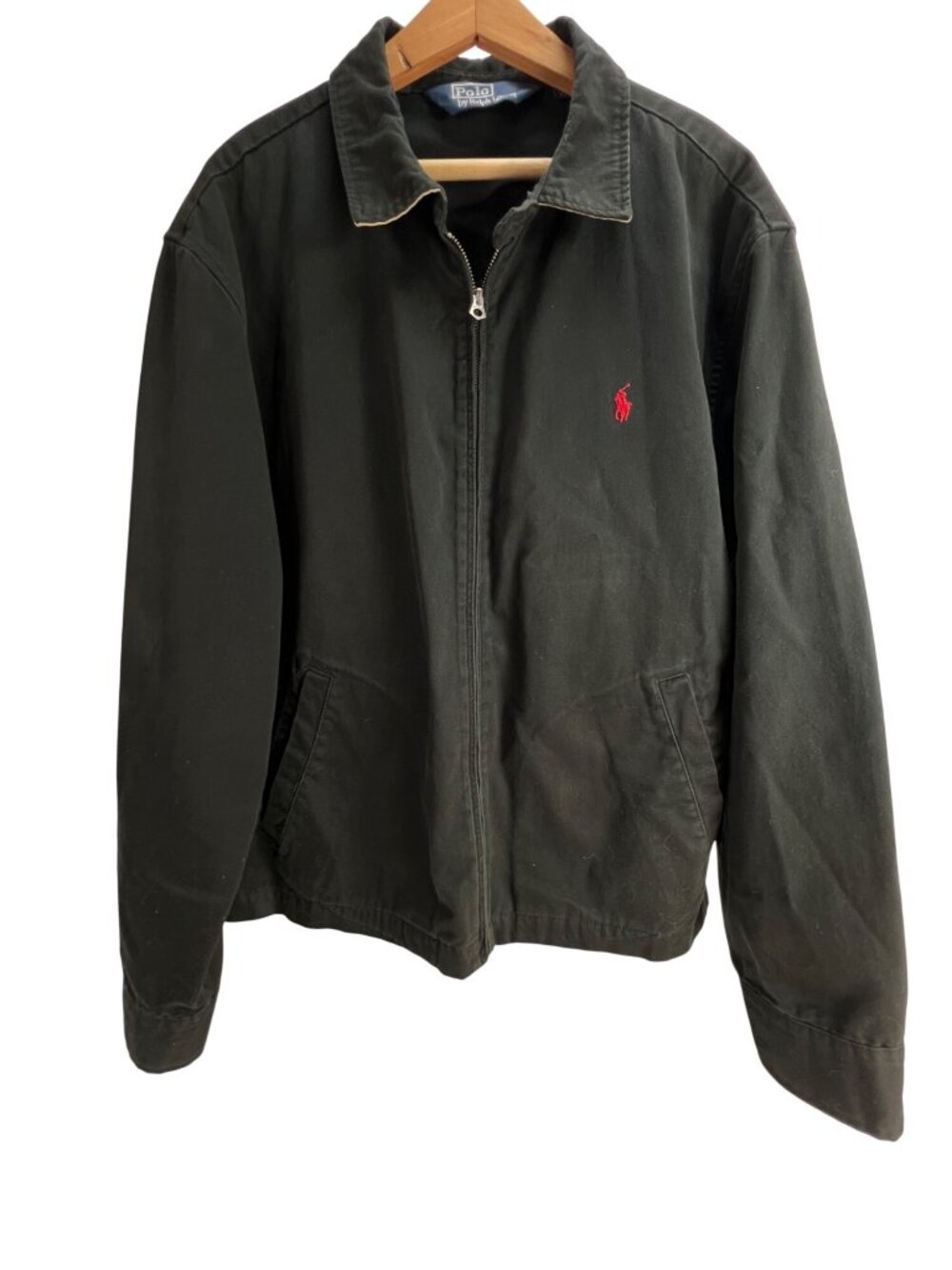 Polo Ralph Lauren Mens Black Cotton Blouson Jacket With Red Logo Size XXL